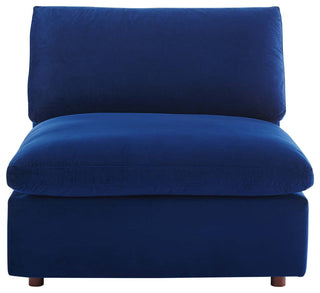 Commix Down Filled Overstuffed Performance Velvet Armless Chair Navy