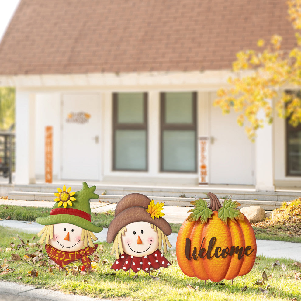 46"H Fall Stacked Scarecrow Yard Stake