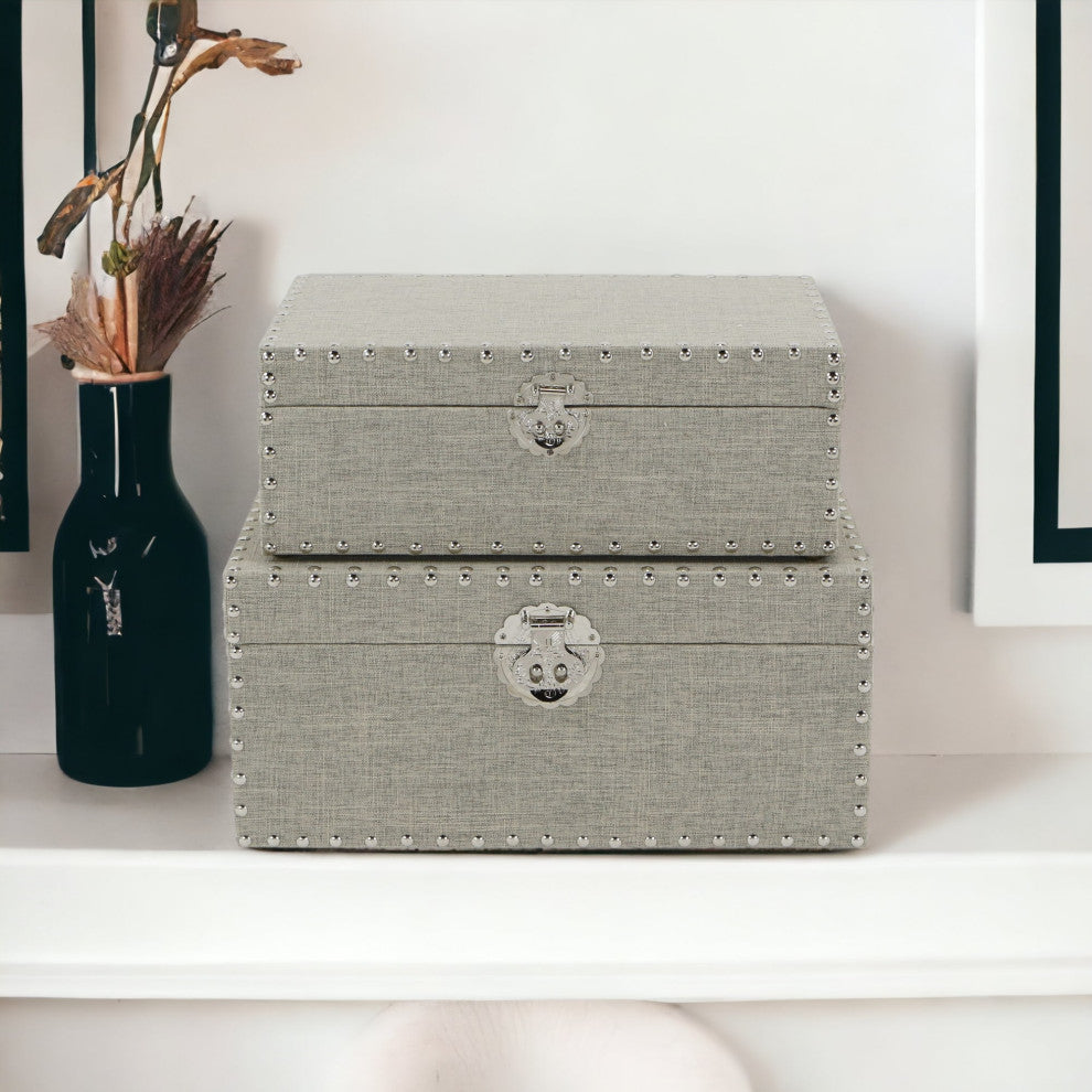 2-Piece Linen Box Set With Metal Studs