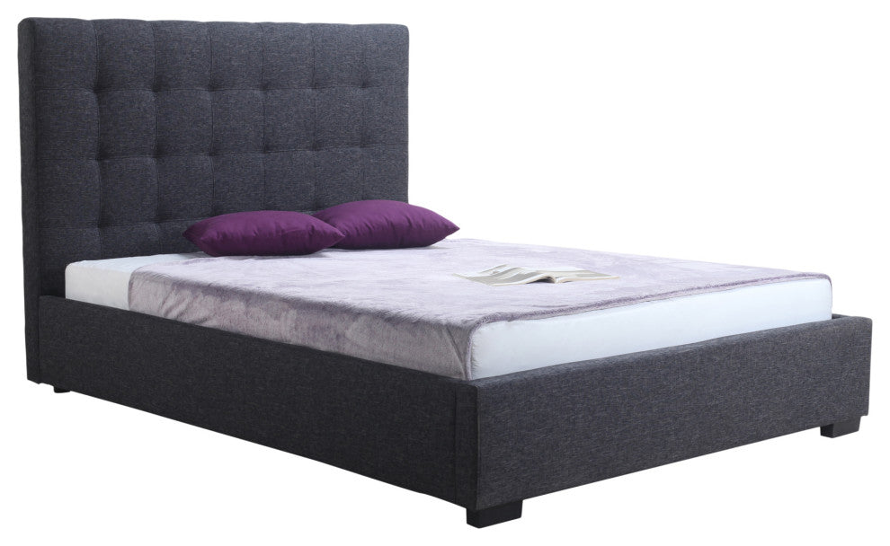 First of A Kind Belle Storage Bed King Charcoal Fabric