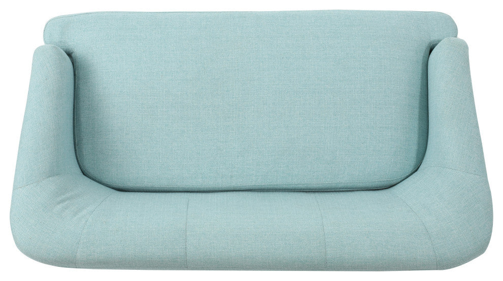 GDF Studio Shelby Mid Century Modern Fabric Loveseat, Light Blue