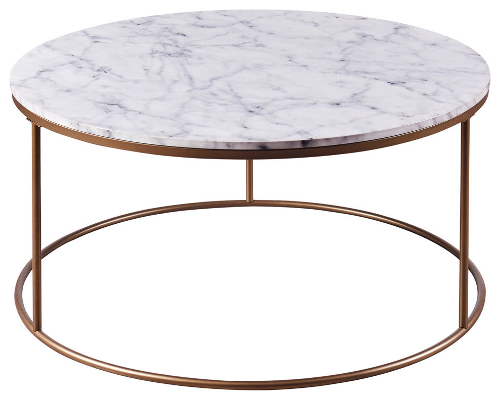 Versanora Marble-Look Round Coffee Table