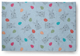 Bunnies and Eggs Easter Chenille Rug, After Rain Blue, 4'x6'