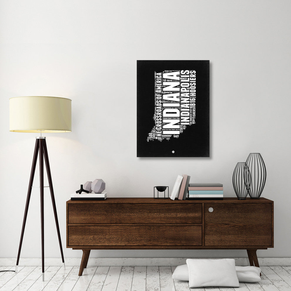 "Indiana Black and White Map" Fine Art Print