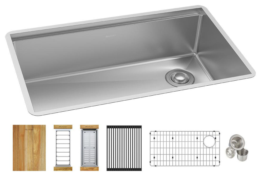 EFRU30169RTWC Elkay Crosstown 16 Gauge Workstation Stainless Steel Sink Kit