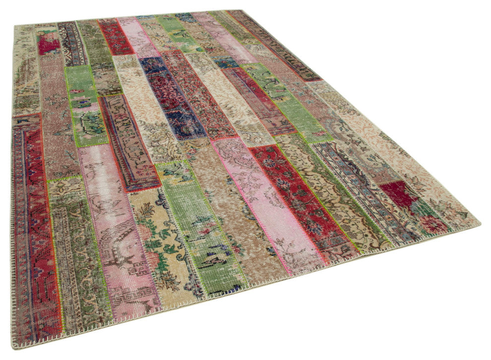 Rug N Carpet - Handwoven Oriental 6' 7" x 10' 0" Vintage Patchwork Area Rug