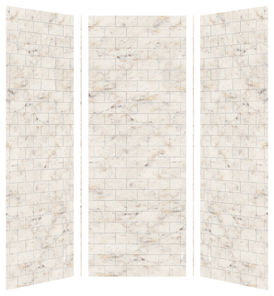 Transolid SaraMar 36"x36"x96" 3-Piece Shower Wall Kit, Biscotti Marble