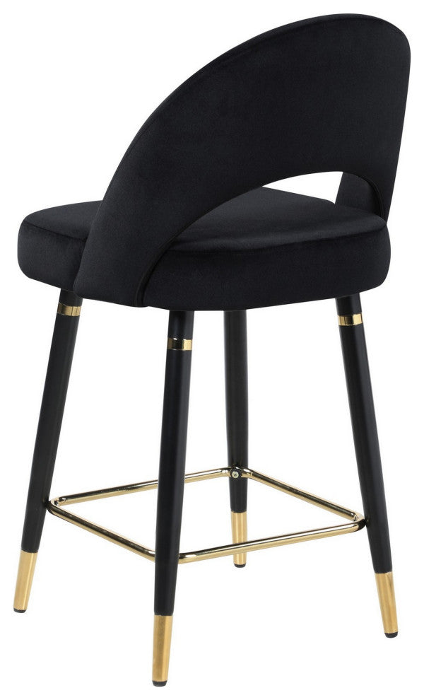 Benzara BM286329 Set of 2 Counter Stools, Bucket Seat, Dipped Legs, Black