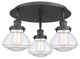 Olean-3 Light 18" Flush Mount-Matte Black, Clear Glass Shade