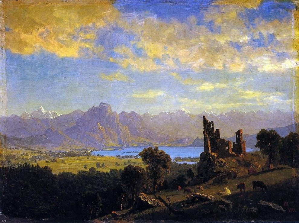 Albert Bierstadt Scene in the Tyrol, Gallery Wrapped Canvas Print, 21"x28"