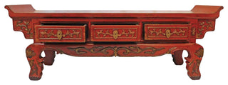 Chinese Antique Meditation Table With Drawers and Wing Top