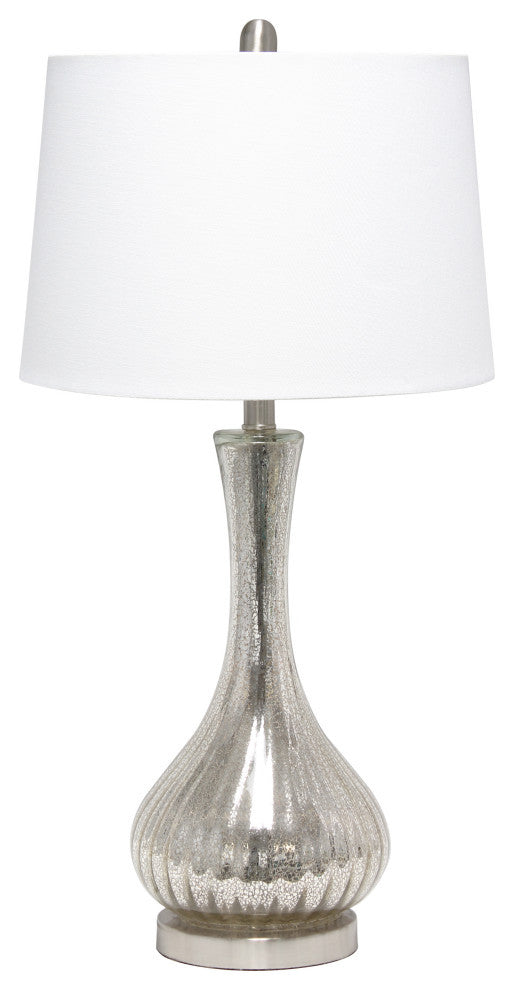 Lalia Home Speckled Mercury Tear Drop Table Lamp With White Fabric Shade