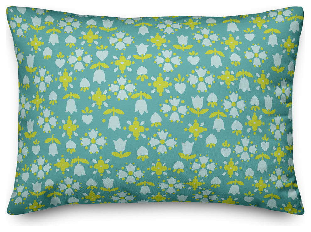 Tulip Pattern in Blue Throw Pillow