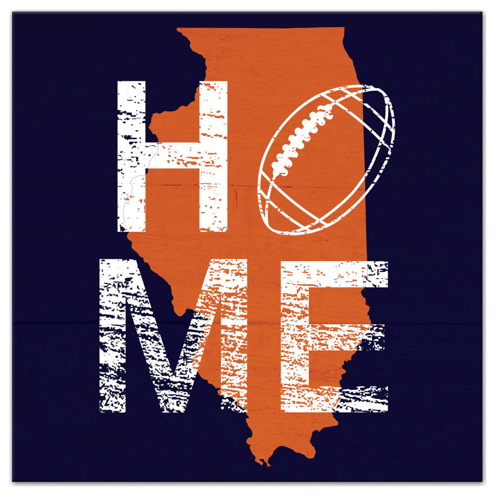 Illinois Football State Pride 16x16 Canvas Wall Art