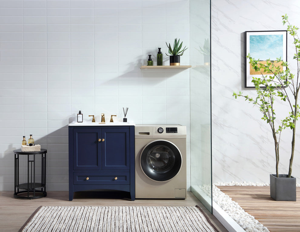 Stufurhome Delia 30" Laundry Utility Sink, Dark Blue