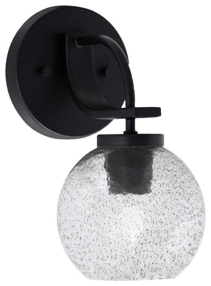 Cavella 1 Light Wall Sconce, Matte Black Finish, 5.75" Smoke Bubble Glass