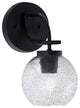 Cavella 1 Light Wall Sconce, Matte Black Finish, 5.75" Smoke Bubble Glass