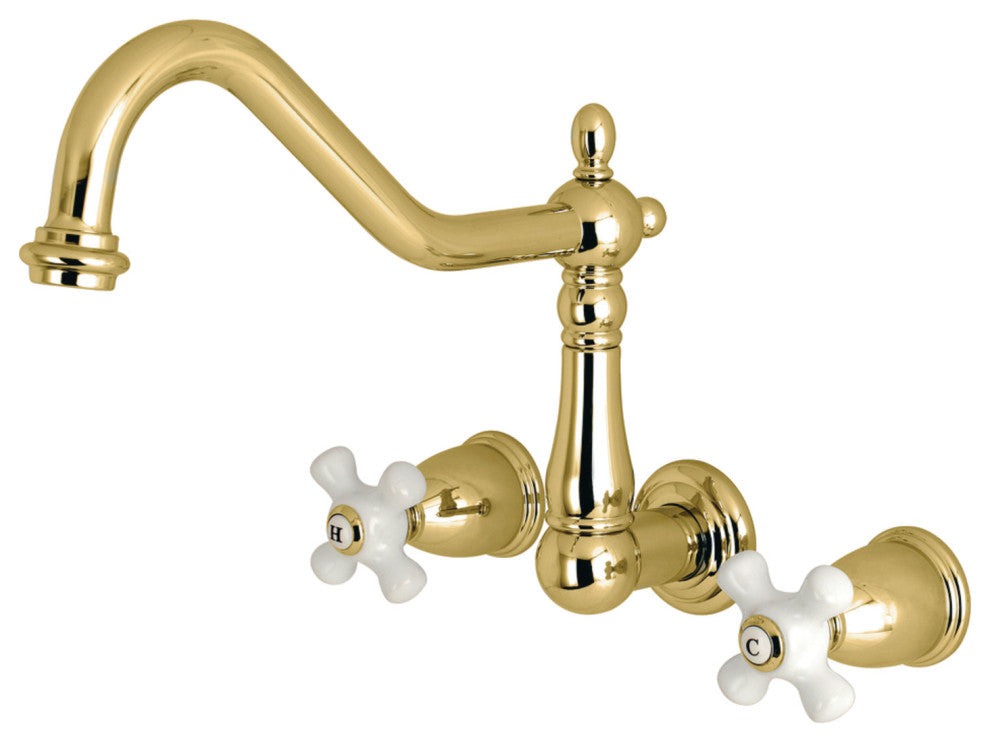 Kingston Brass Wall Mount Tub Faucet, Polished Brass