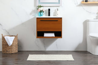Rabi Single Bathroom Vanity, Teak, 24"
