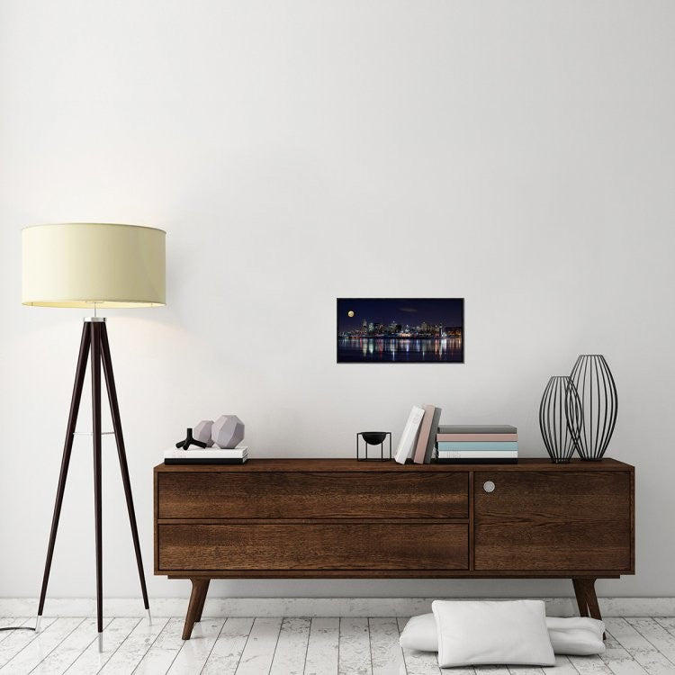 "Montreal Night" Framed Canvas Giclee by Yuppidu, 23x12"