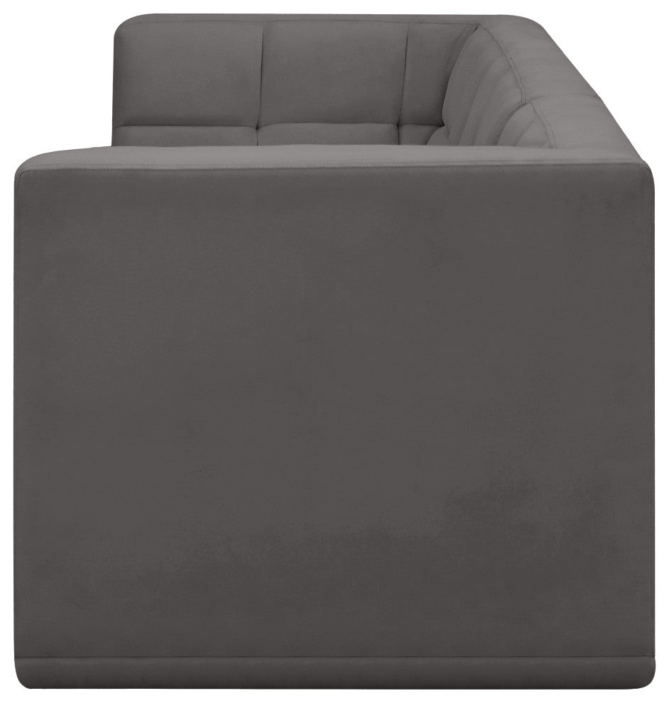 Relax Velvet Upholstered 4-Piece Modular Sofa, Grey