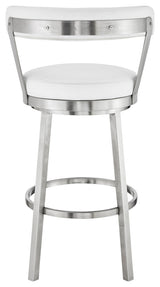 Bryant Swivel Stool, Brushed Stainless Steel/White, Bar Height