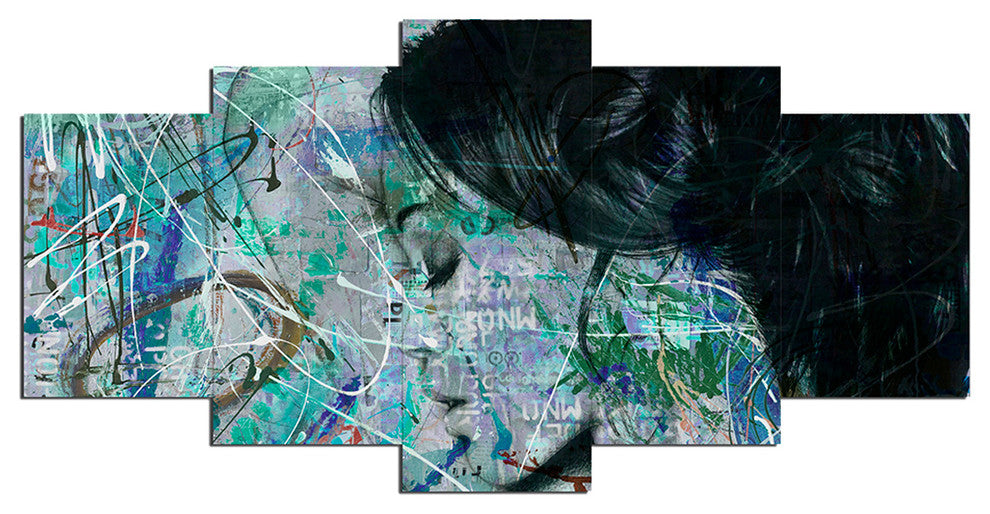 Abstract Girl 3 Canvas Wall Art 5-Piece Set