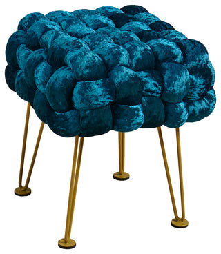 Crushed Velvet Pouf Stool, Dark Teal, 16''x16''x16''