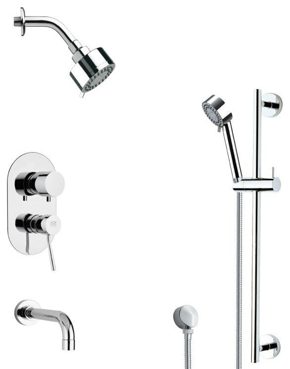 Contemporary Round Tub and Rain Shower Faucet With Slide Rail