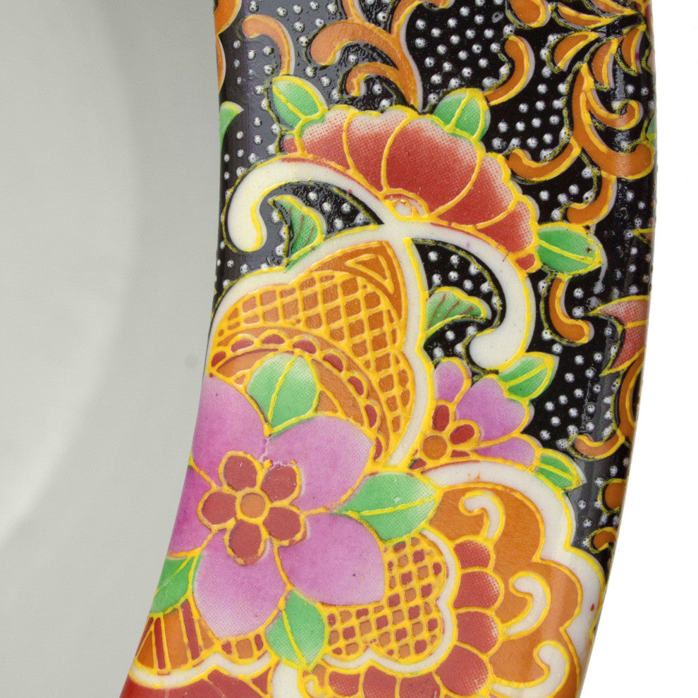 18" Satsuma Garden and Peacock Porcelain Fishbowl