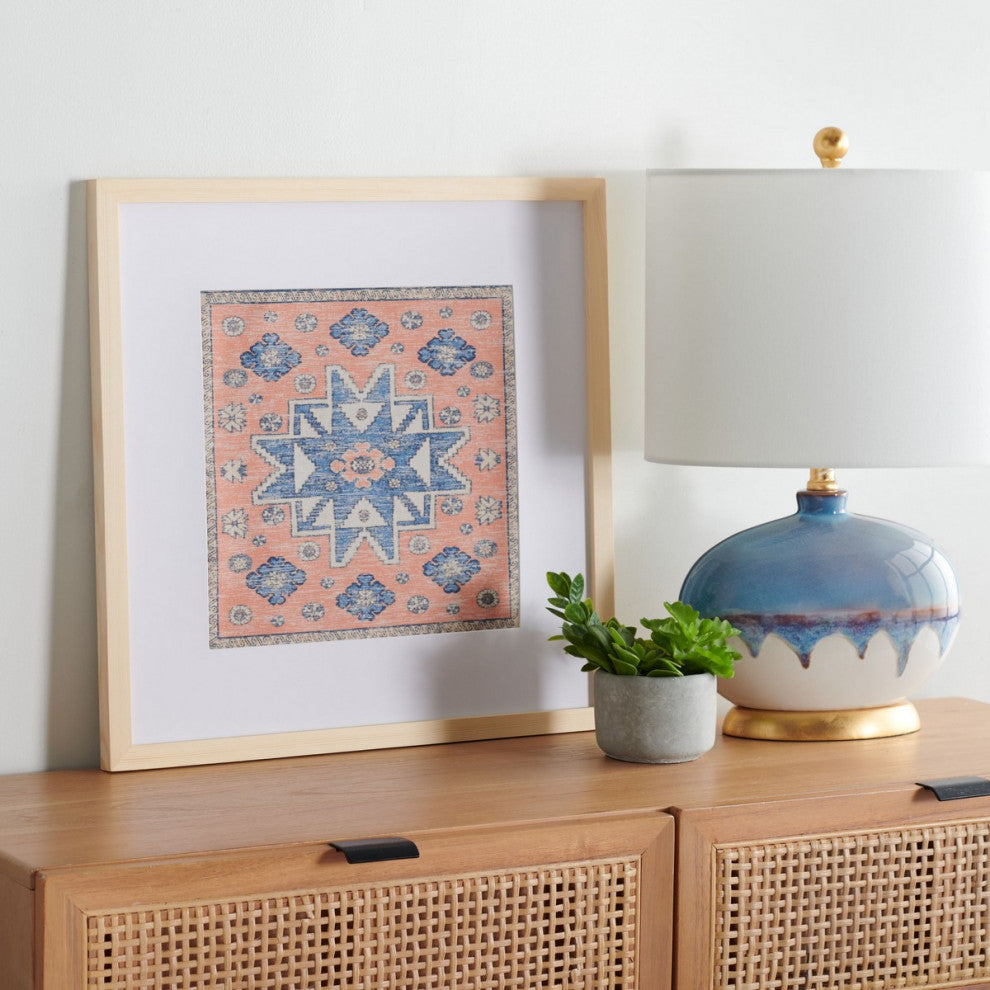 Safavieh Harjo 18" Terracotta/Blue Framed Textile Wall Art