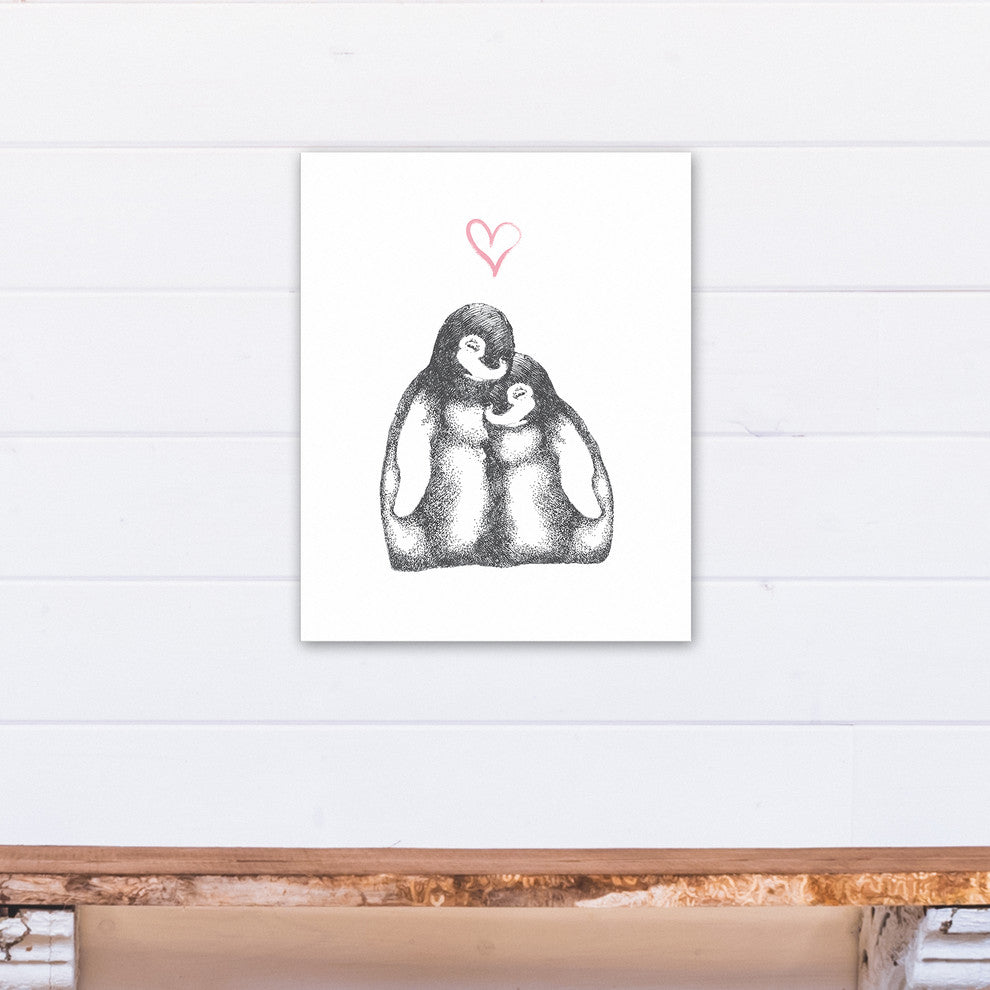 Penguin Love 16x20 Canvas Wall Art