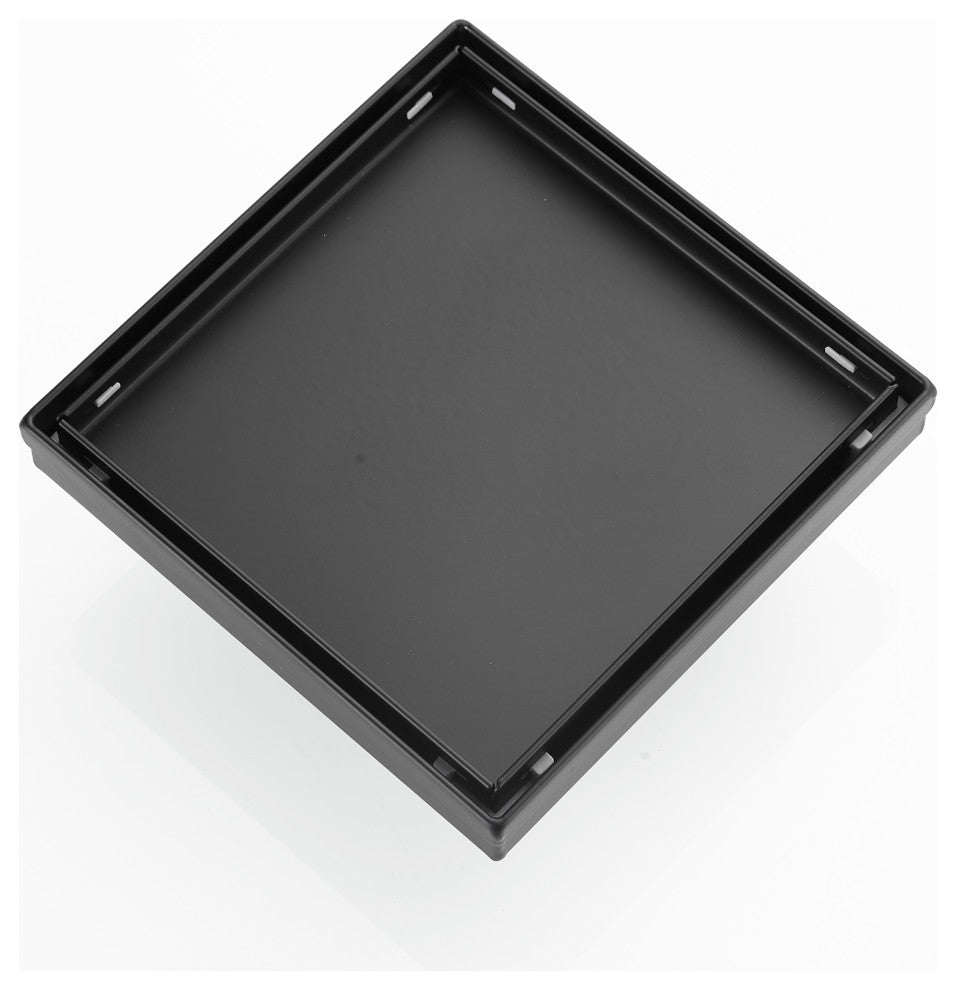 6 Inch 304 Stainless Steel Square Linear Shower Floor Drain in Matt Black