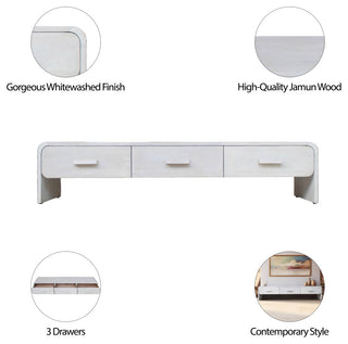 Wood, 71"L Media Stand, 3 Drawers, Whitewash