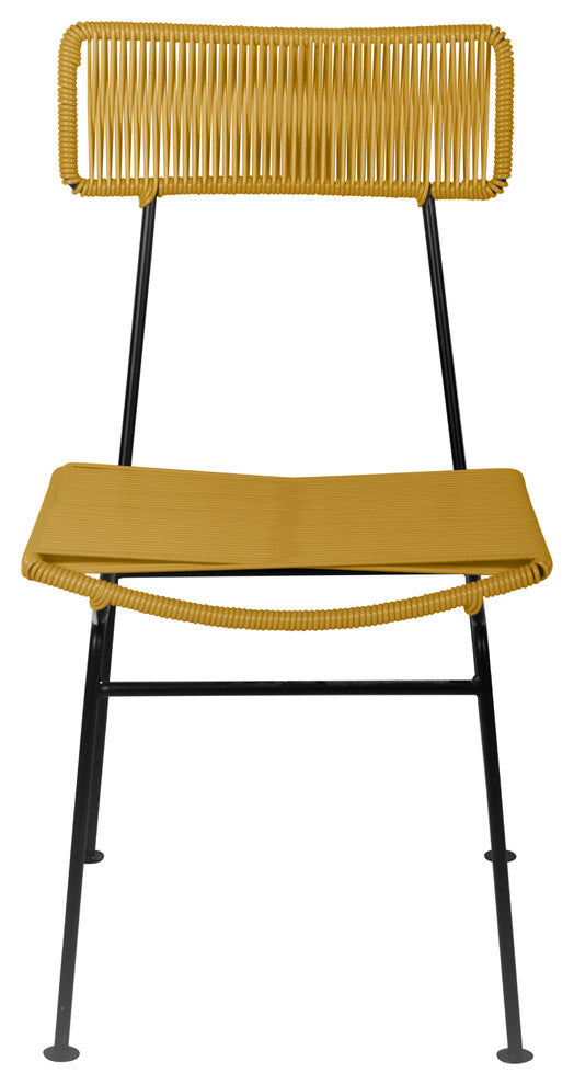Hapi Indoor/Outdoor Handmade Dining Chair, Gold on Black