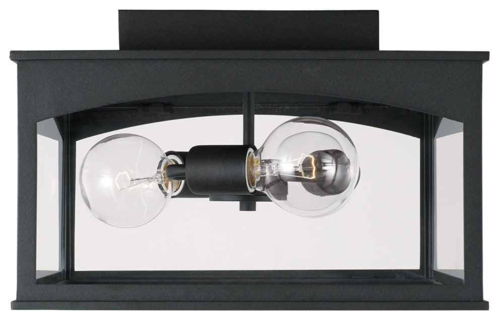 Burton Three Light Outdoor Flush Mount, Black