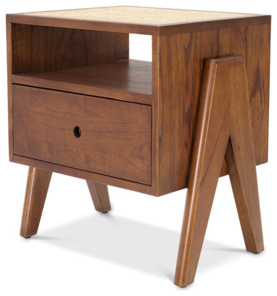 Rattan V-Legged Bedside Table, Eichholtz Latour
