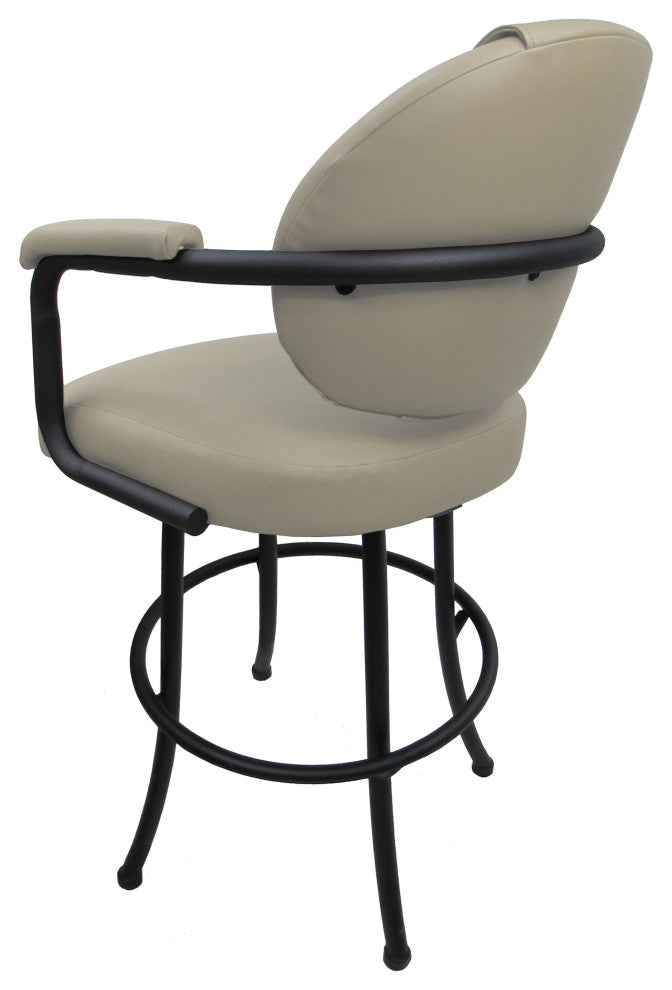 Swivel Counter 26", 30" or Extra Tall 34" Metal Bar Stool M-70, Ocean Beige Vinyl- Black, 26"