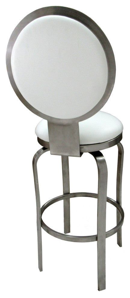 529 Stainless Steel Counter 26" 30" Bar Stool, White, 30"