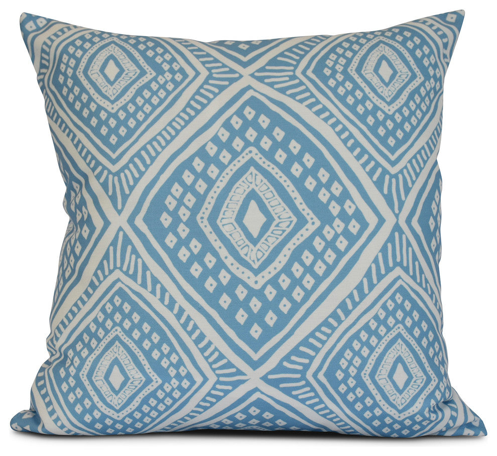 Light Blue Lil' Diamond Jil, Geometric Print Pillow, 16"x16"