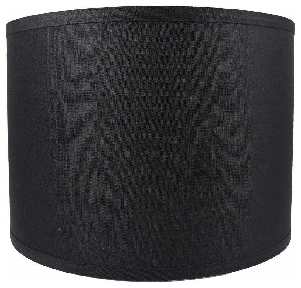 Classic Drum Smooth Linen Lamp Shade, Black, 14"