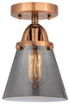 Small Cone Semi-Flush Mount, Antique Copper, Plated Smoke, Plated Smoke