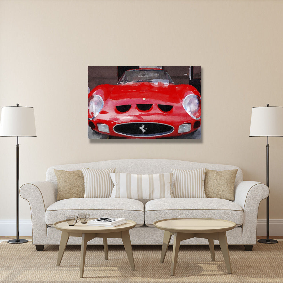 "1962 Ferrari 250 GTO Front Watercolor" Fine Art Print