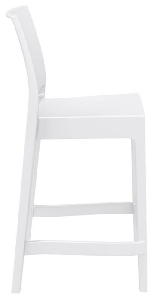 Home Square Resin 29.5" Barstool in White - Set of 2