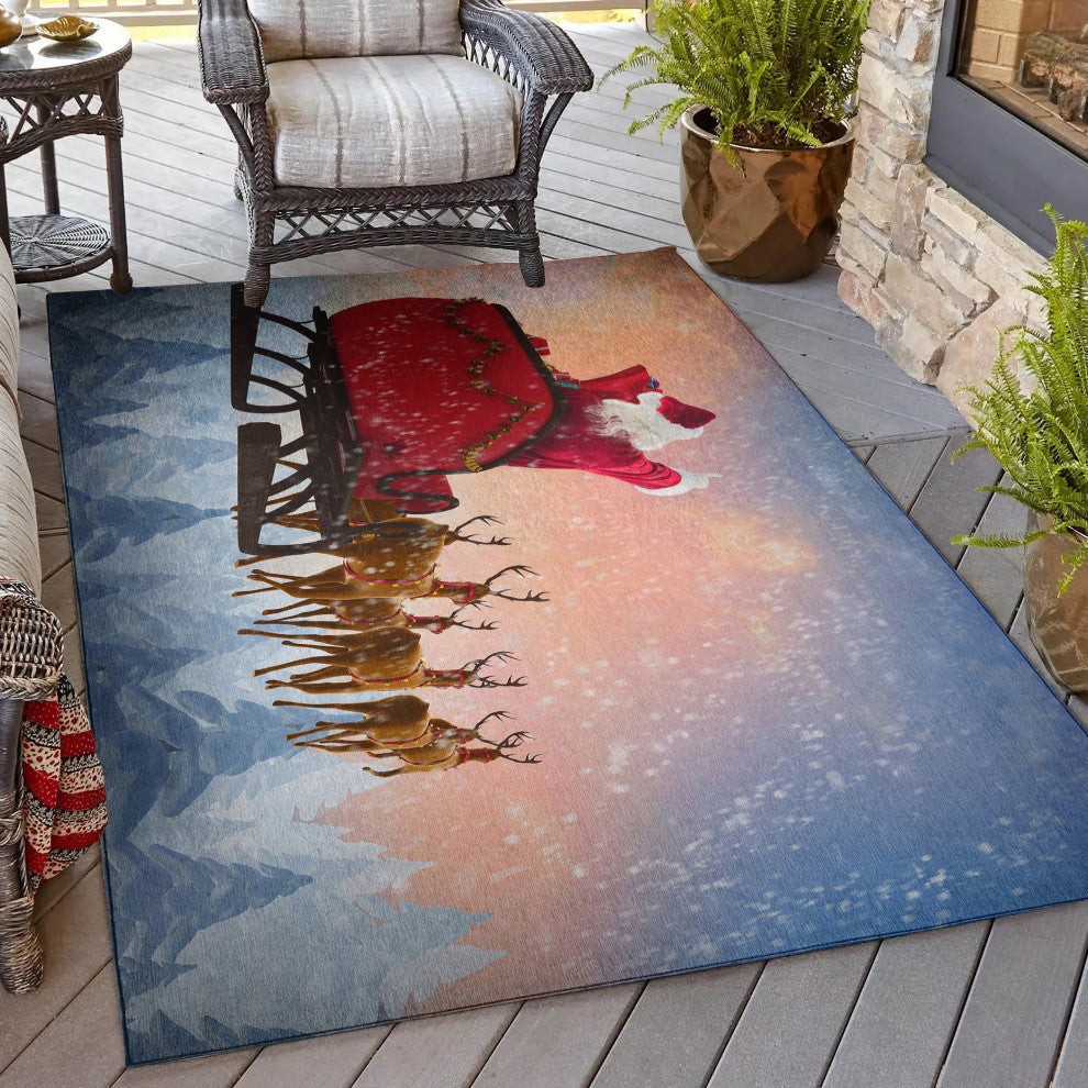 Indoor/Outdoor Wonderland WN1 Twilight Machine Washable 5' x 7'6" Rug