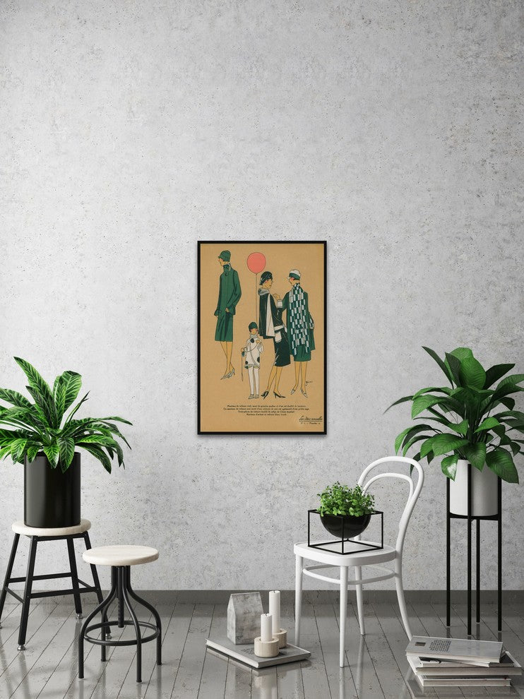 "Green Fashion" Floater Framed Painting Print on Canvas, 20"x30"
