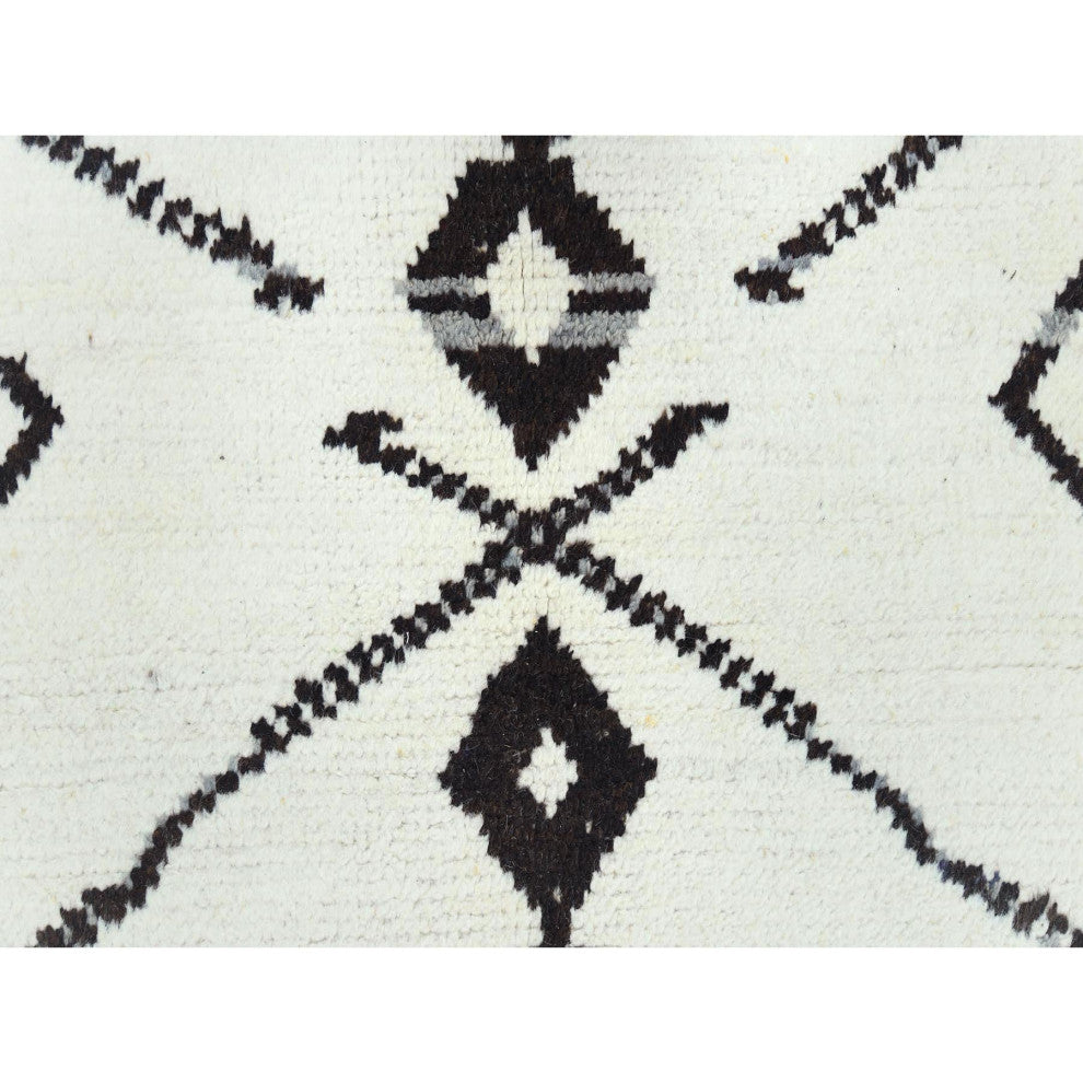 Ivory Moroccan Berber Influence Design Wool Hand Knotted Oriental Rug 10'x14'4"
