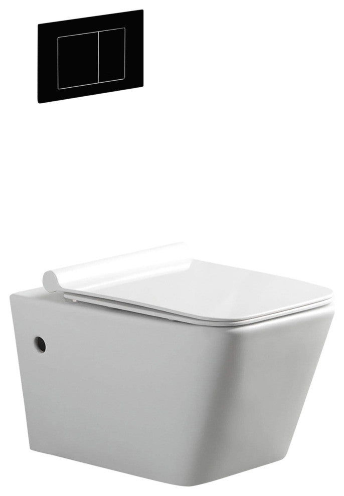 In-Wall Toilet Set, 2"x4" Carrier and Tank, Black Square Actuators