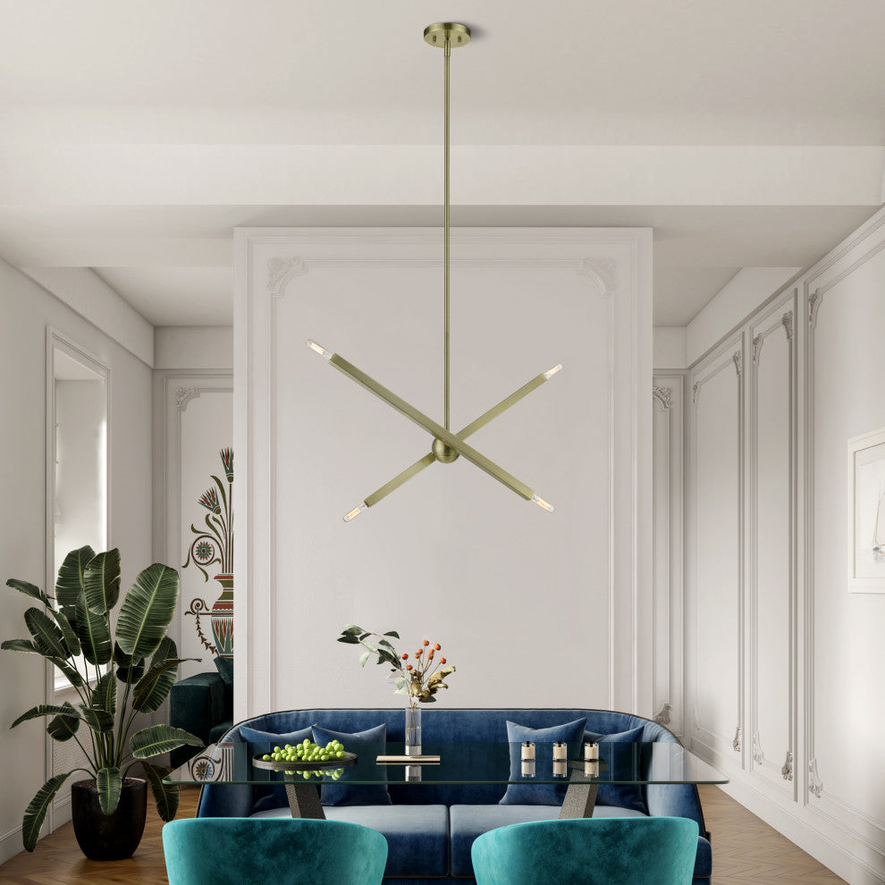 Livex Lighting Monaco 4-Light Antique Brass Linear Chandelier