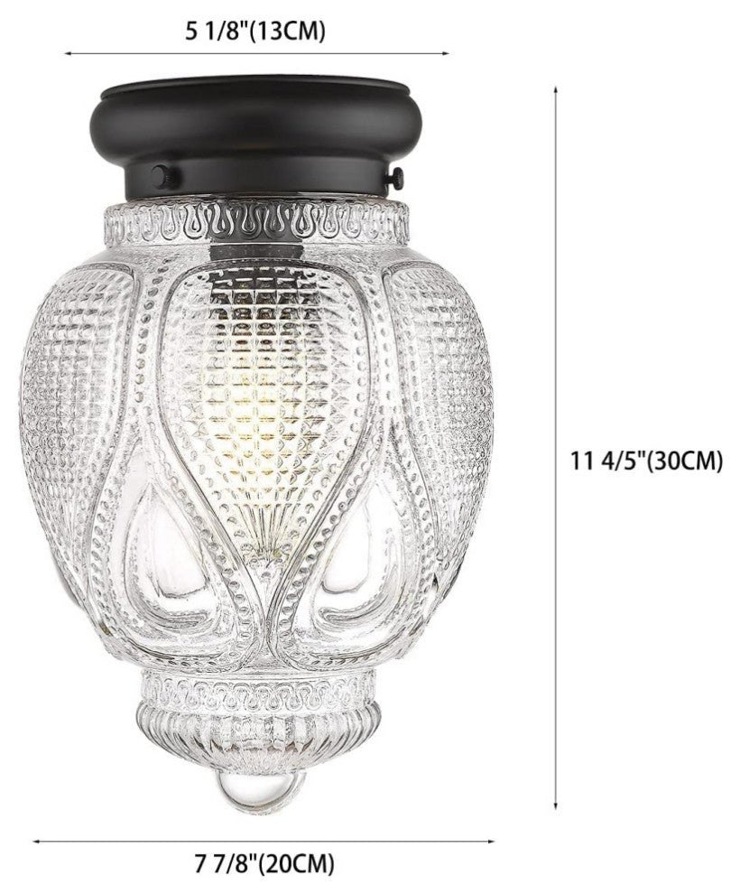 Black Semi Flush Mount Ceiling Light Fixture Farmhouse Glass Close to Ceiling